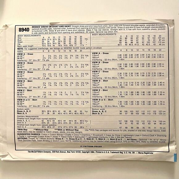 McCall’s 9096 Sewing Pattern 1980’s Retro Vintage Dress Sleeveless Adult Size 6 - Picture 2 of 4